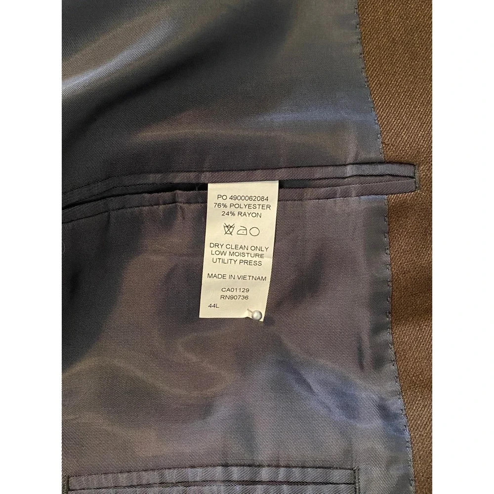Calvin Klein Blazer Mens 44L Brown Solid Two‎ Button Double Vent Sport Coat